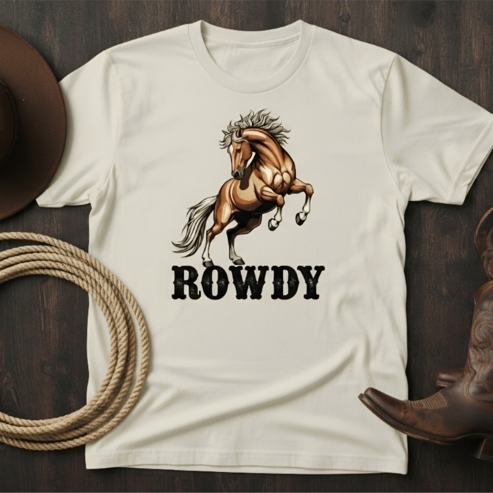 ROWDY Western Horse Graphic Tee • Cowboy Cowgirl Country Rodeo Shirt • Ranch